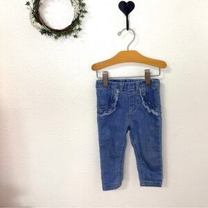 Cat & Jack Baby Girl Jeans Size 12 Months Elastic Waist Daisy Print